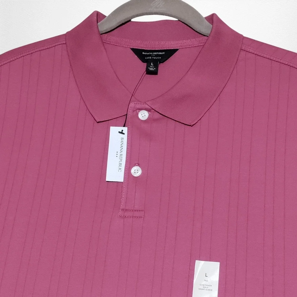 Banana Republic Luxe Touch Polo Shirt Mens Large Tall Berry Parfait NWT